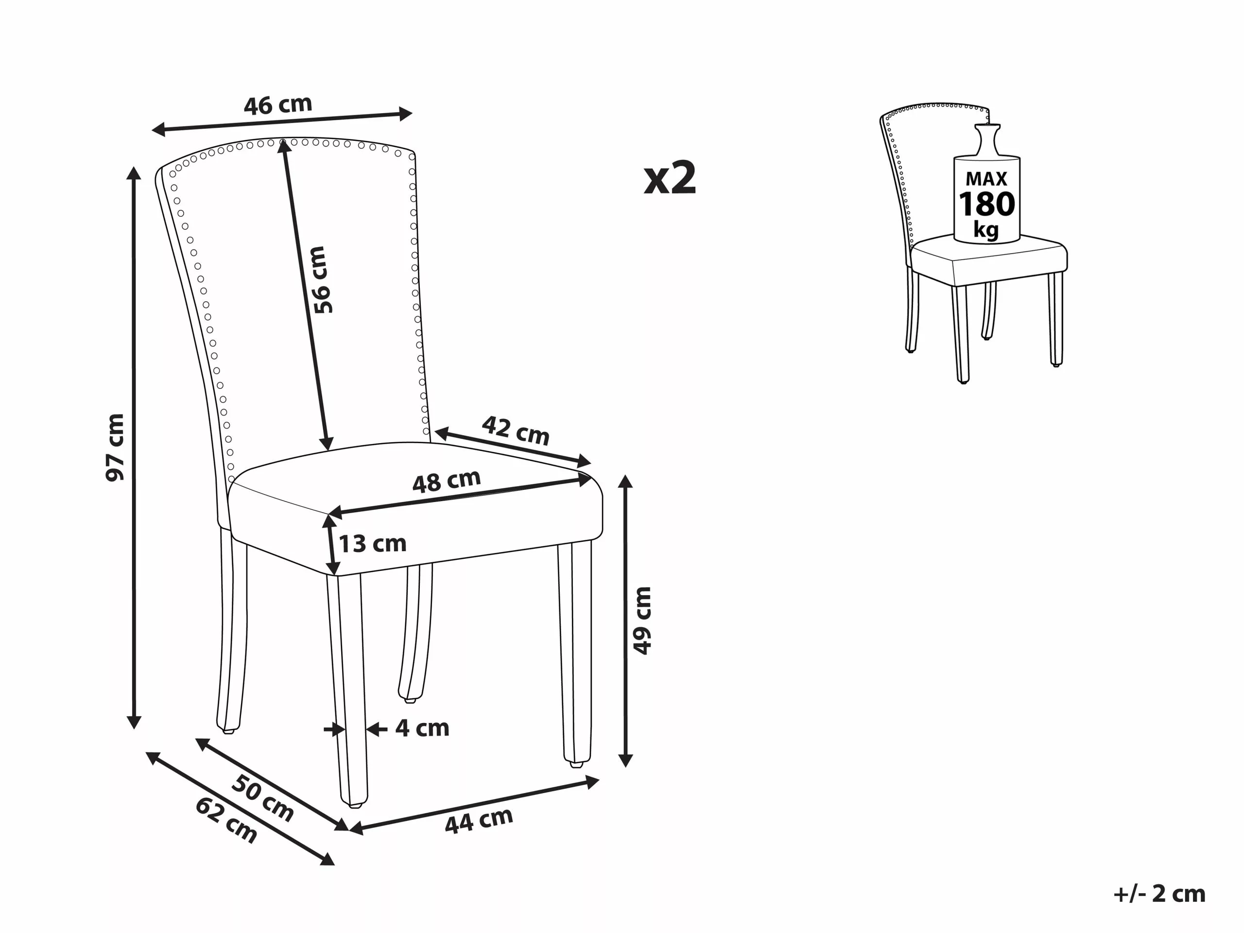 Beliani Conjunto De 2 Sillas De Comedor De Terciopelo Azul Oscuro/negro PISECO 11 Beliani Conjunto De 2 Sillas De Comedor De Terciopelo Azul Oscuro/negro PISECO - Imagen 9