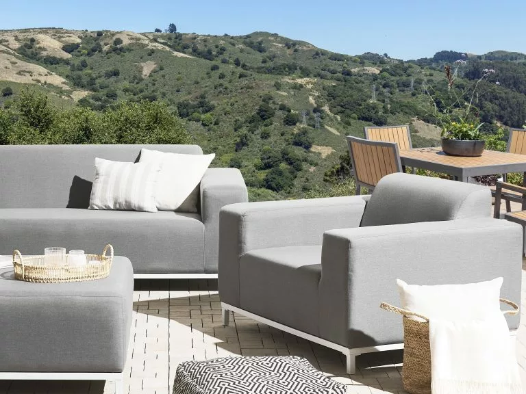 Beliani Conjunto De 2 Sillones De Poliéster Gris/blanco ROVIGO - Imagen 2