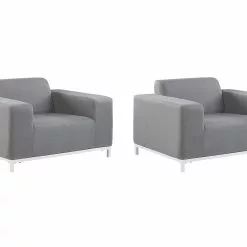 Beliani Conjunto De 2 Sillones De Poliéster Gris/blanco ROVIGO