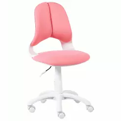Beliani Silla De Oficina De Poliéster Rosa/blanco MARGUERITE -Sillas Ventas undef src sa picid 817883 type whitesh image scaled