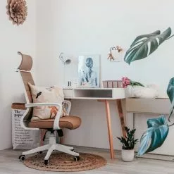 Beliani Silla Oficina Reclinable De Poliéster Marrón Claro/blanco LEADER -Sillas Ventas undef src sa picid 820513 type whitesh image scaled