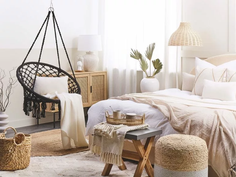 Beliani Silla Colgante De Algodón Negro GABELLA - Imagen 4