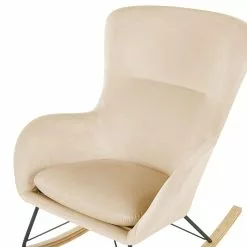 Beliani Silla Mecedora De Terciopelo Beige/madera Clara/negro ELLAN -Sillas Ventas undef src sa picid 822917 type whitesh image scaled