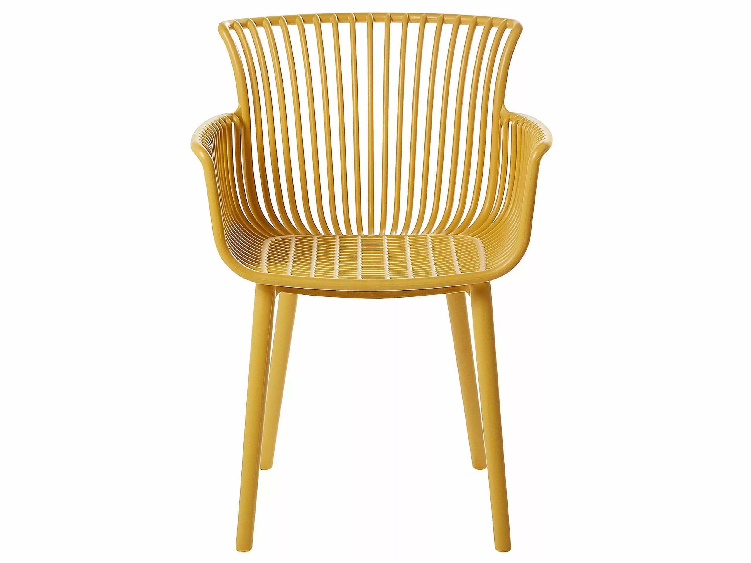 Beliani Conjunto De 4 Sillas De Comedor Amarillas PESARO - Imagen 5