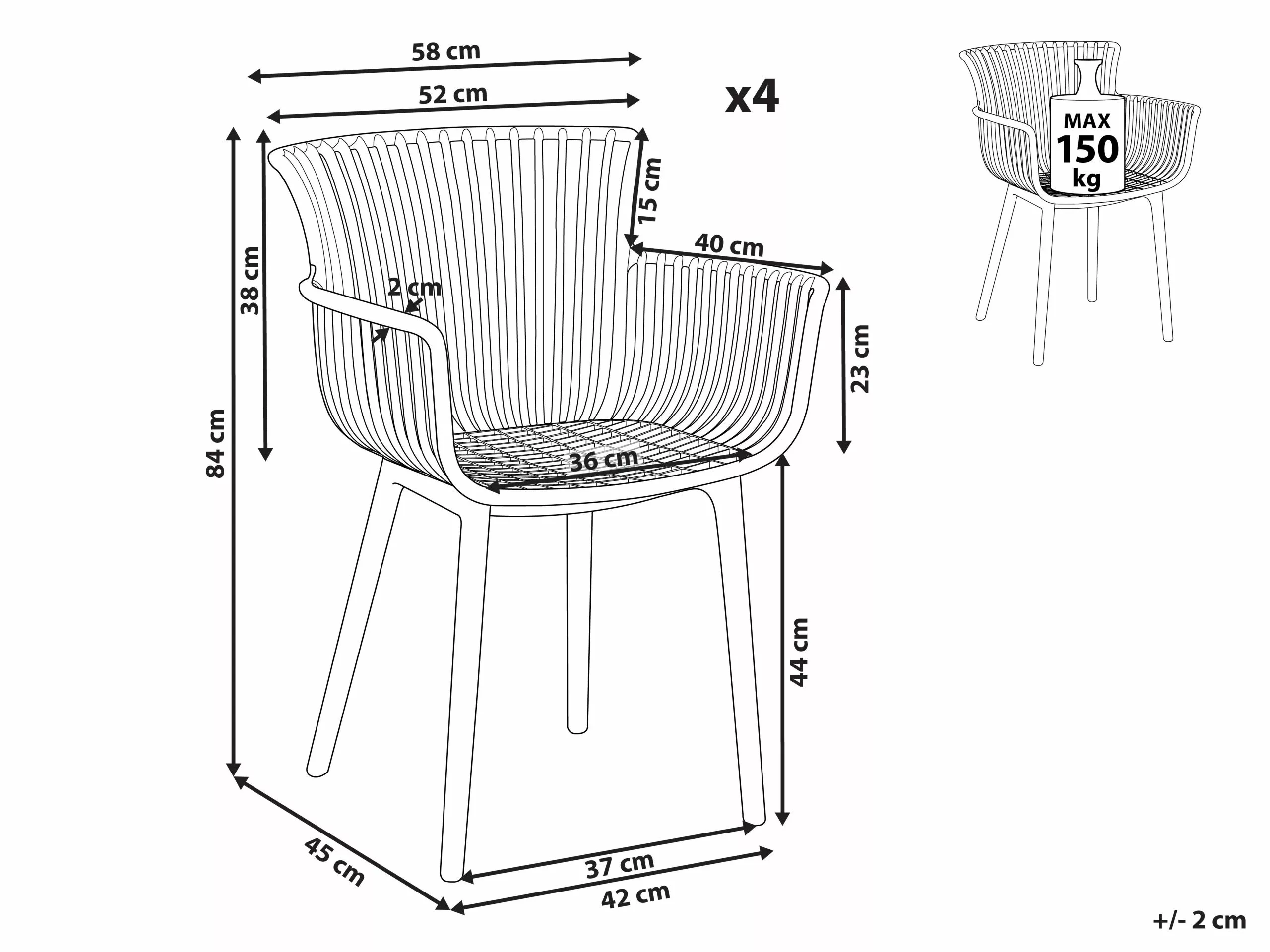 Beliani Conjunto De 4 Sillas De Comedor Rojas PESARO 12 Beliani Conjunto De 4 Sillas De Comedor Rojas PESARO - Imagen 10