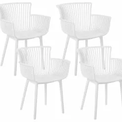 Beliani Conjunto De 4 Sillas De Comedor Blancas PESARO