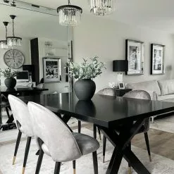 Beliani Conjunto De 2 Sillas De Comedor De Terciopelo Gris/negro/dorado MAGALIA -Sillas Ventas undef src sa picid 827431 type whitesh image scaled