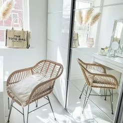 Beliani Silla De Comedor De Ratán Beige/natural/negro CANORA -Sillas Ventas undef src sa picid 827478 type whitesh image scaled