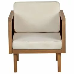 Beliani Sillón De Jardín De Madera De Acacia Madera Clara/blanco Crema BARATTI -Sillas Ventas undef src sa picid 830819 type whitesh image scaled