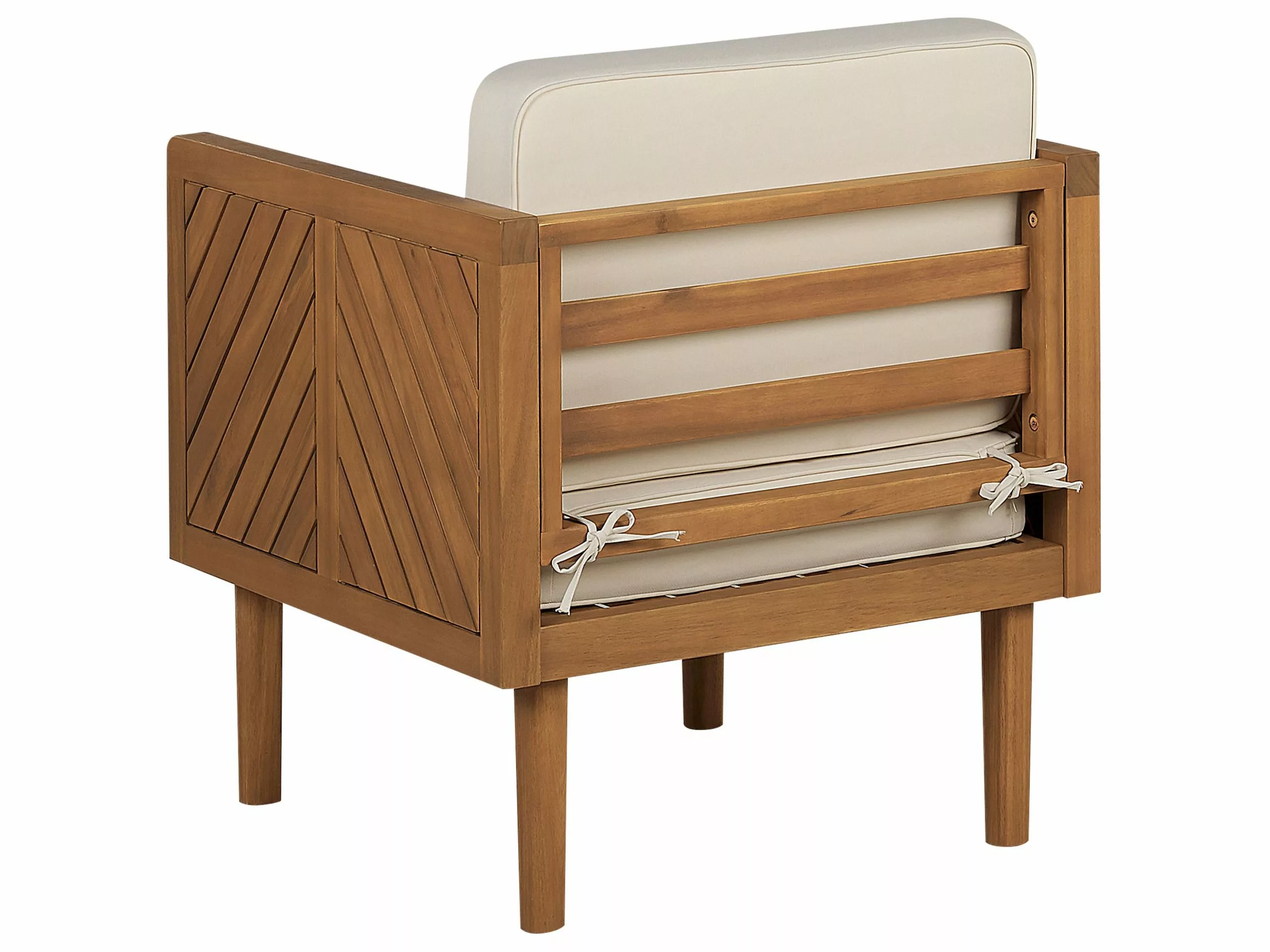 Beliani Sillón De Jardín De Madera De Acacia Madera Clara/blanco Crema BARATTI - Imagen 4