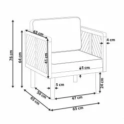 Beliani Sillón De Jardín De Madera De Acacia Madera Clara/blanco Crema BARATTI -Sillas Ventas undef src sa picid 830824 type whitesh image scaled