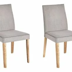 Beliani Conjunto De 2 Sillas De Poliéster Gris Claro/madera Clara PHOLA