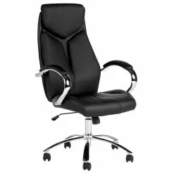 Beliani Silla De Oficina Reclinable De Piel Sintética Negro/plateado FORMULA