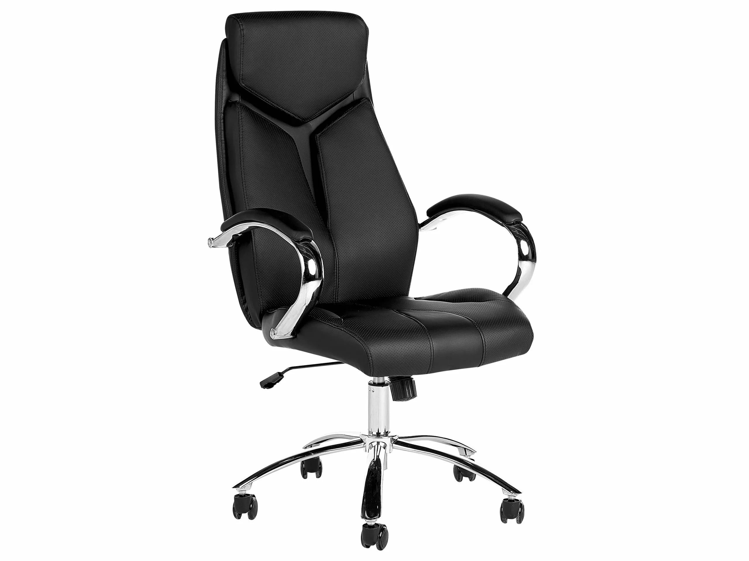 Beliani Silla De Oficina Reclinable De Piel Sintética Negro/plateado FORMULA