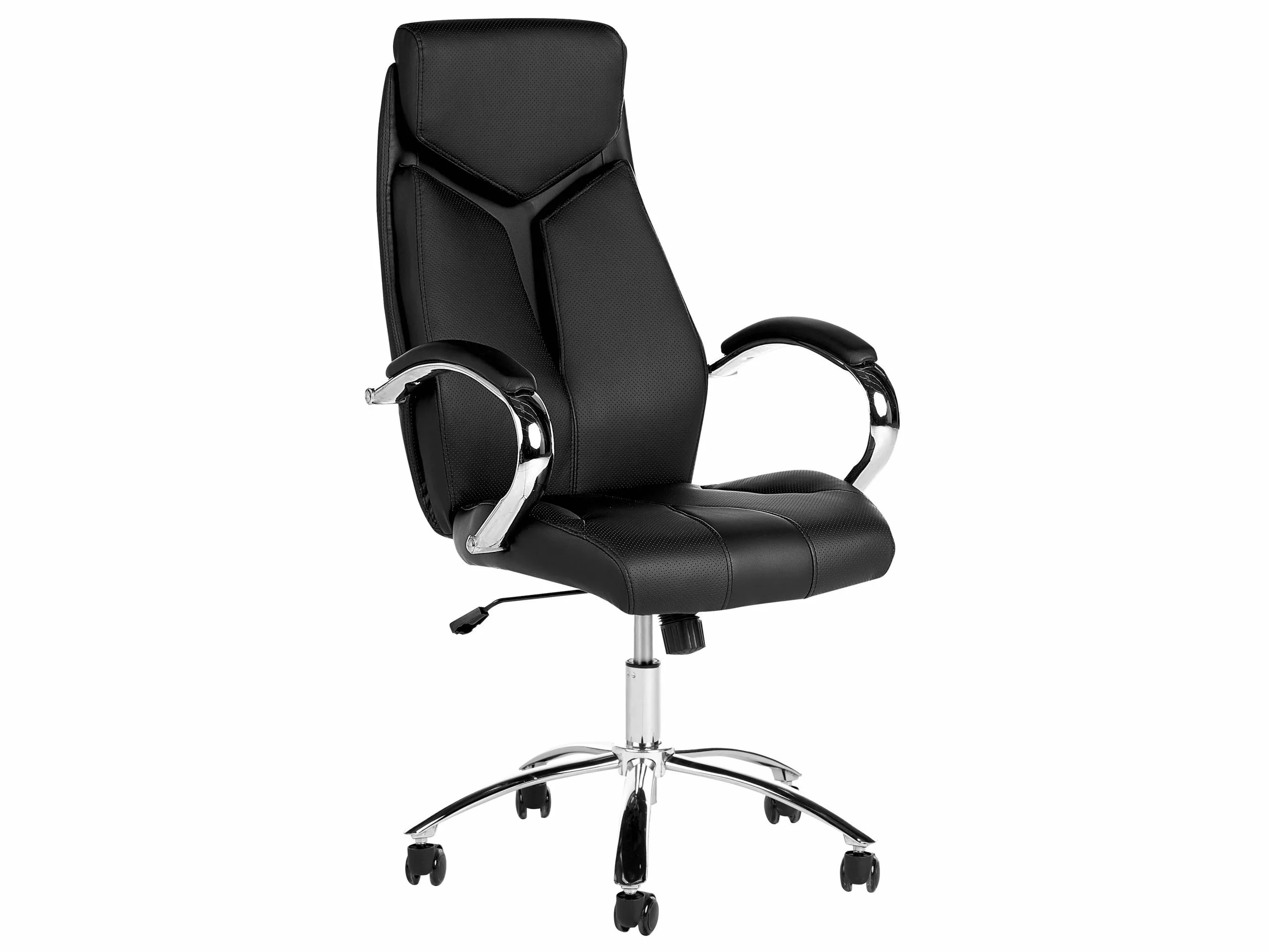 Beliani Silla De Oficina Reclinable De Piel Sintética Negro/plateado FORMULA - Imagen 4