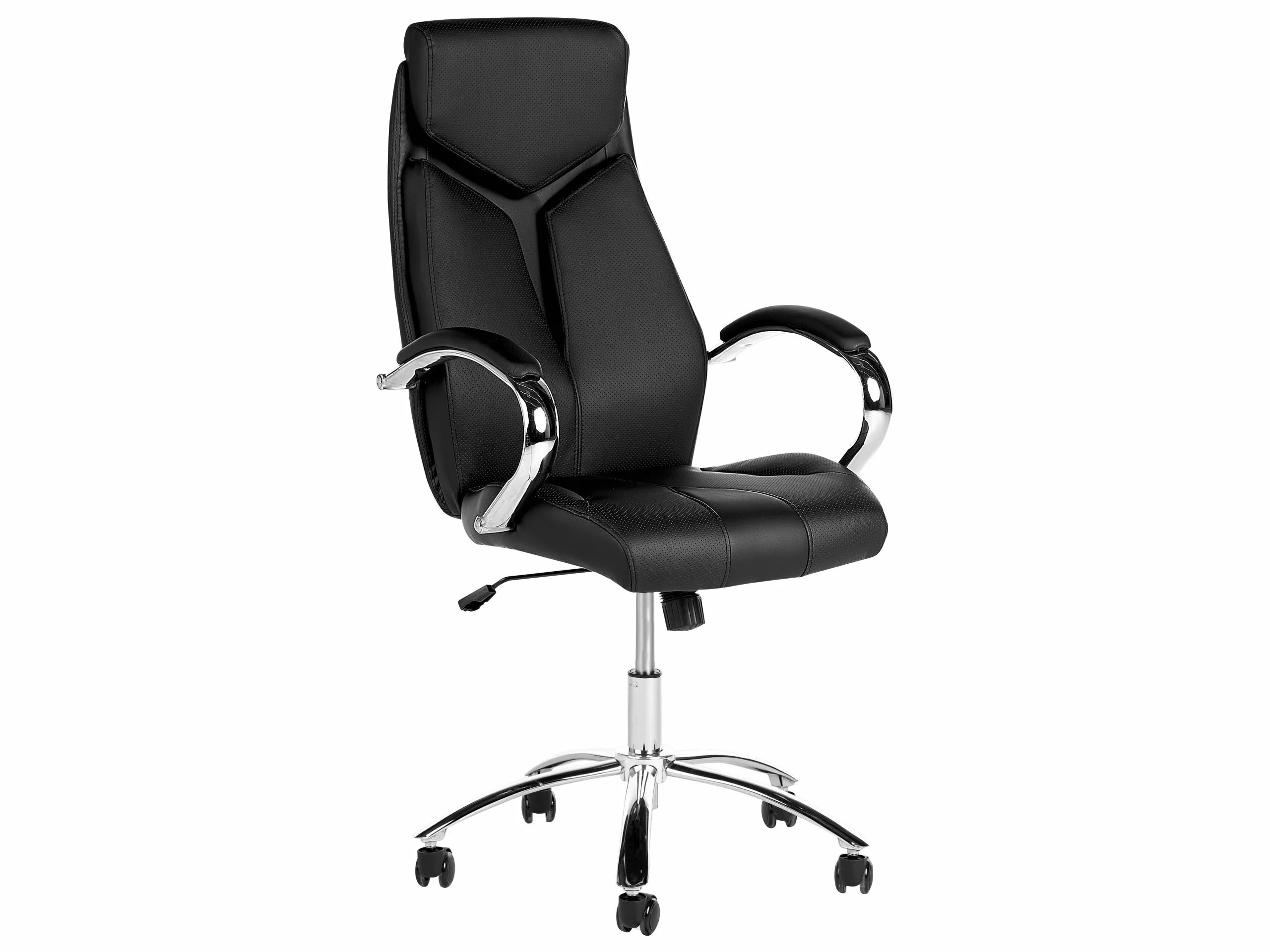 Beliani Silla De Oficina Reclinable De Piel Sintética Negro/plateado FORMULA - Imagen 5