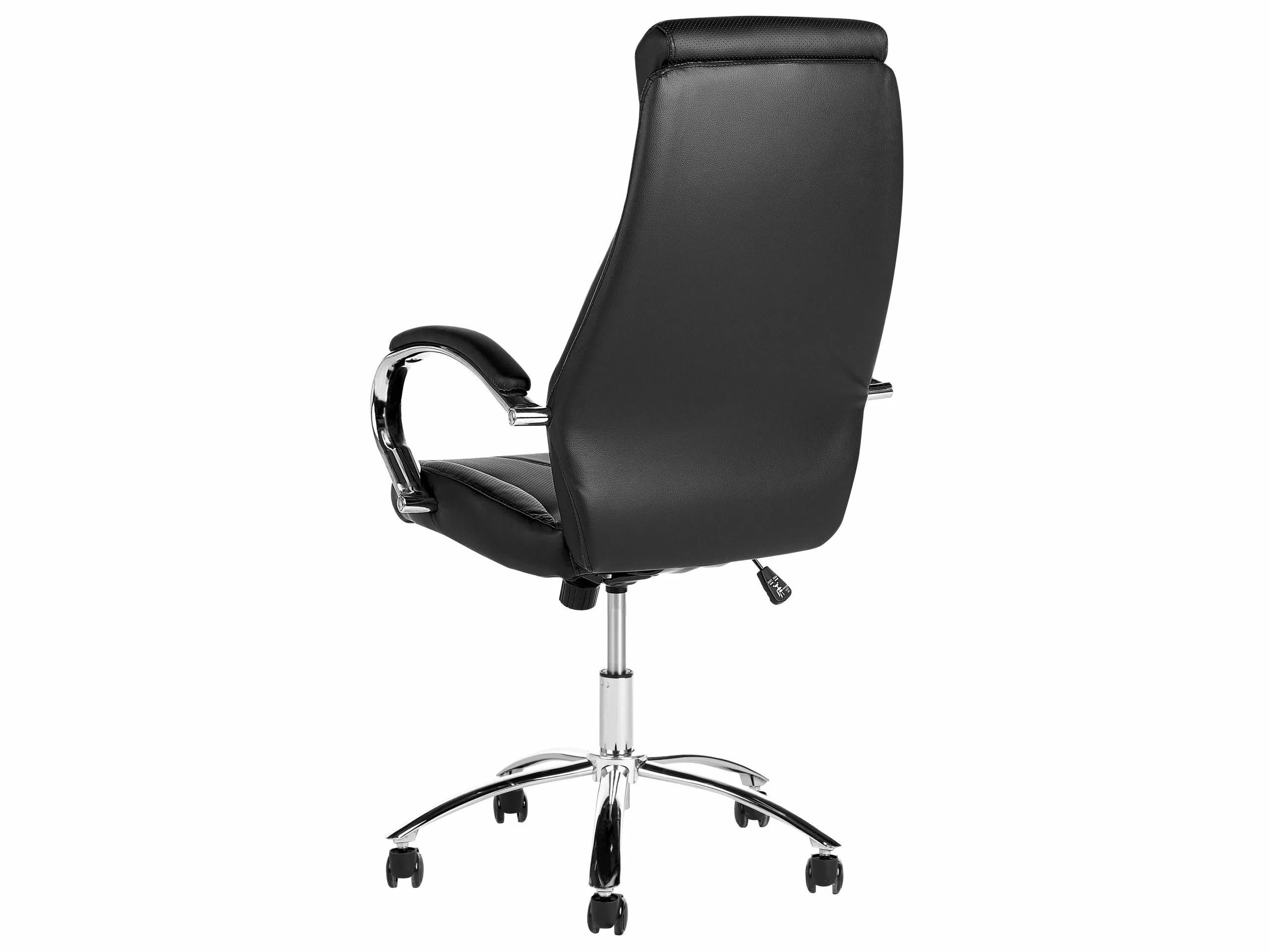 Beliani Silla De Oficina Reclinable De Piel Sintética Negro/plateado FORMULA - Imagen 6