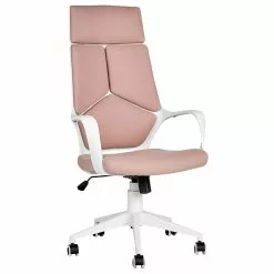 Beliani Silla De Oficina Reclinable De Poliéster Rosa Melocotón/blanco DELIGHT