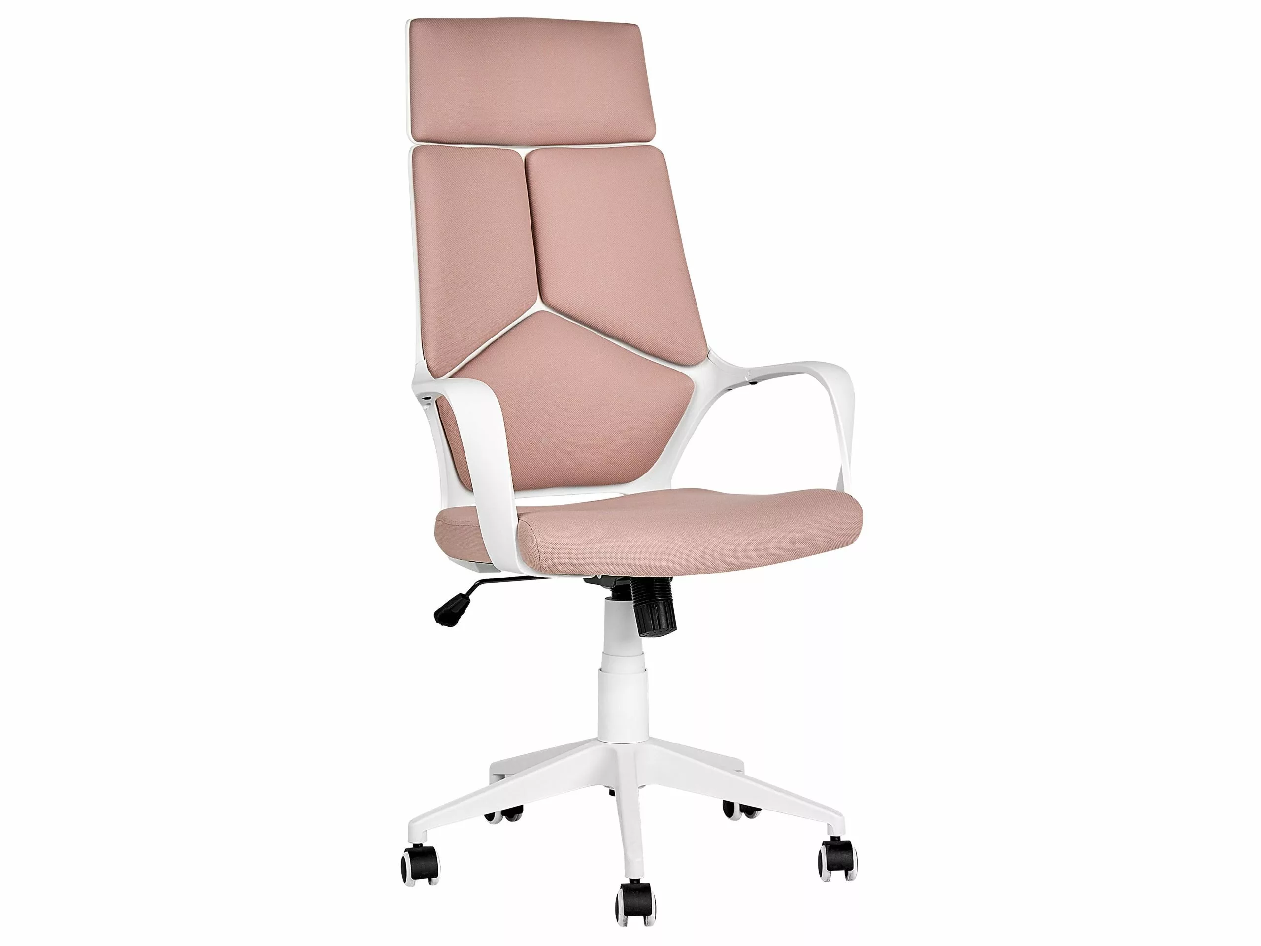 Beliani Silla De Oficina Reclinable De Poliéster Rosa Melocotón/blanco DELIGHT 6 Beliani Silla De Oficina Reclinable De Poliéster Rosa Melocotón/blanco DELIGHT - Imagen 4