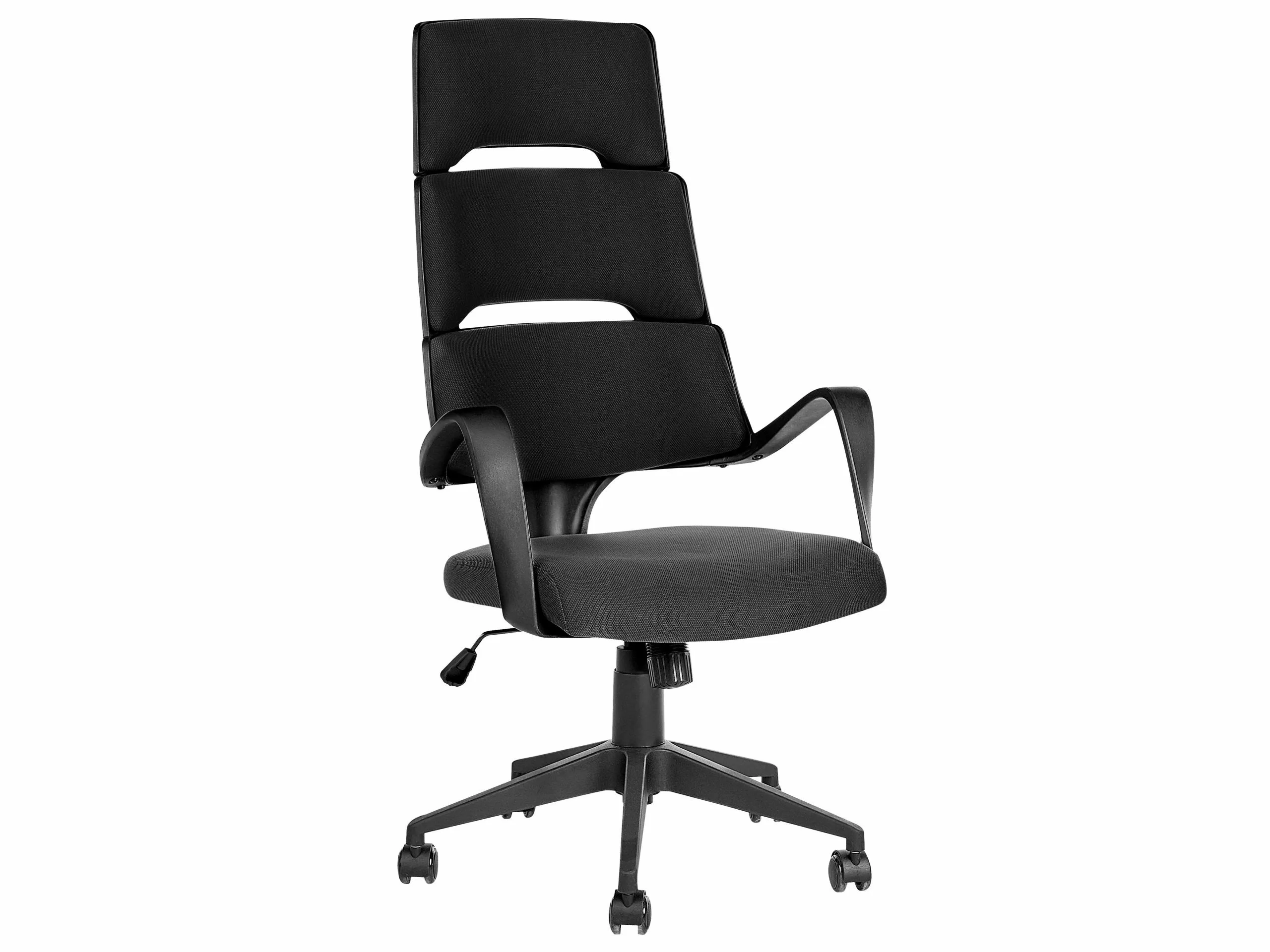 Beliani Silla De Oficina Reclinable De Poliéster Negro GRANDIOSE 3 Beliani Silla De Oficina Reclinable De Poliéster Negro GRANDIOSE