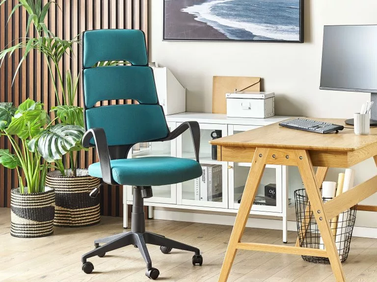 Beliani Silla De Oficina Reclinable De Poliéster Verde Azulado/negro GRANDIOSE - Imagen 2