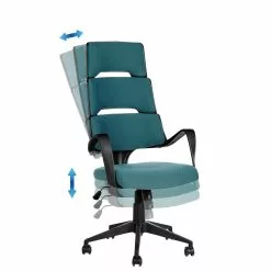 Beliani Silla De Oficina Reclinable De Poliéster Verde Azulado/negro GRANDIOSE -Sillas Ventas undef src sa picid 834297 type whitesh image scaled