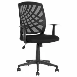 Beliani Silla De Oficina Reclinable De Poliéster Negro BONNY -Sillas Ventas undef src sa picid 834331 type whitesh image scaled