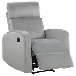 Beliani Sillón Reclinable Manual De Terciopelo Gris Claro VERDAL