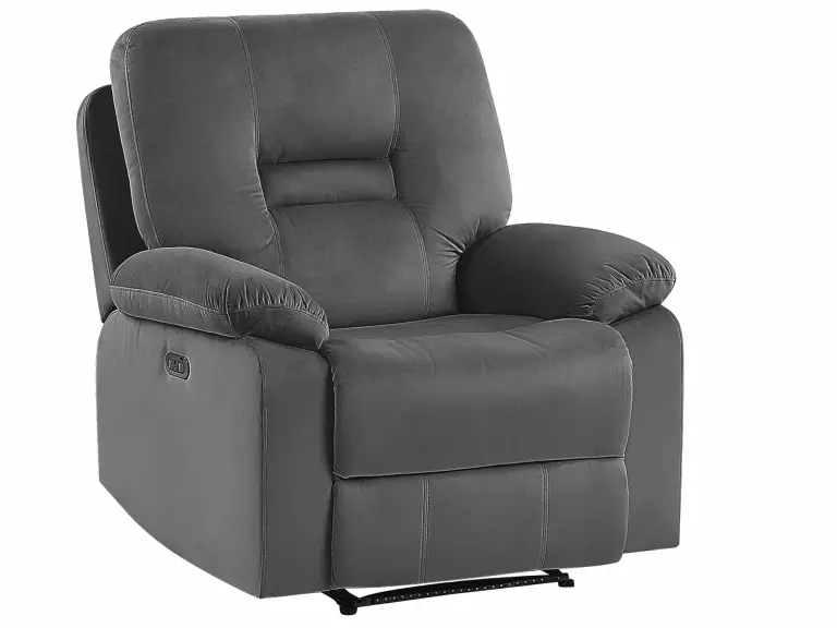 Beliani Sillón LED Reclinable De Terciopelo Gris Oscuro BERGEN 7 Beliani Sillón LED Reclinable De Terciopelo Gris Oscuro BERGEN - Imagen 5