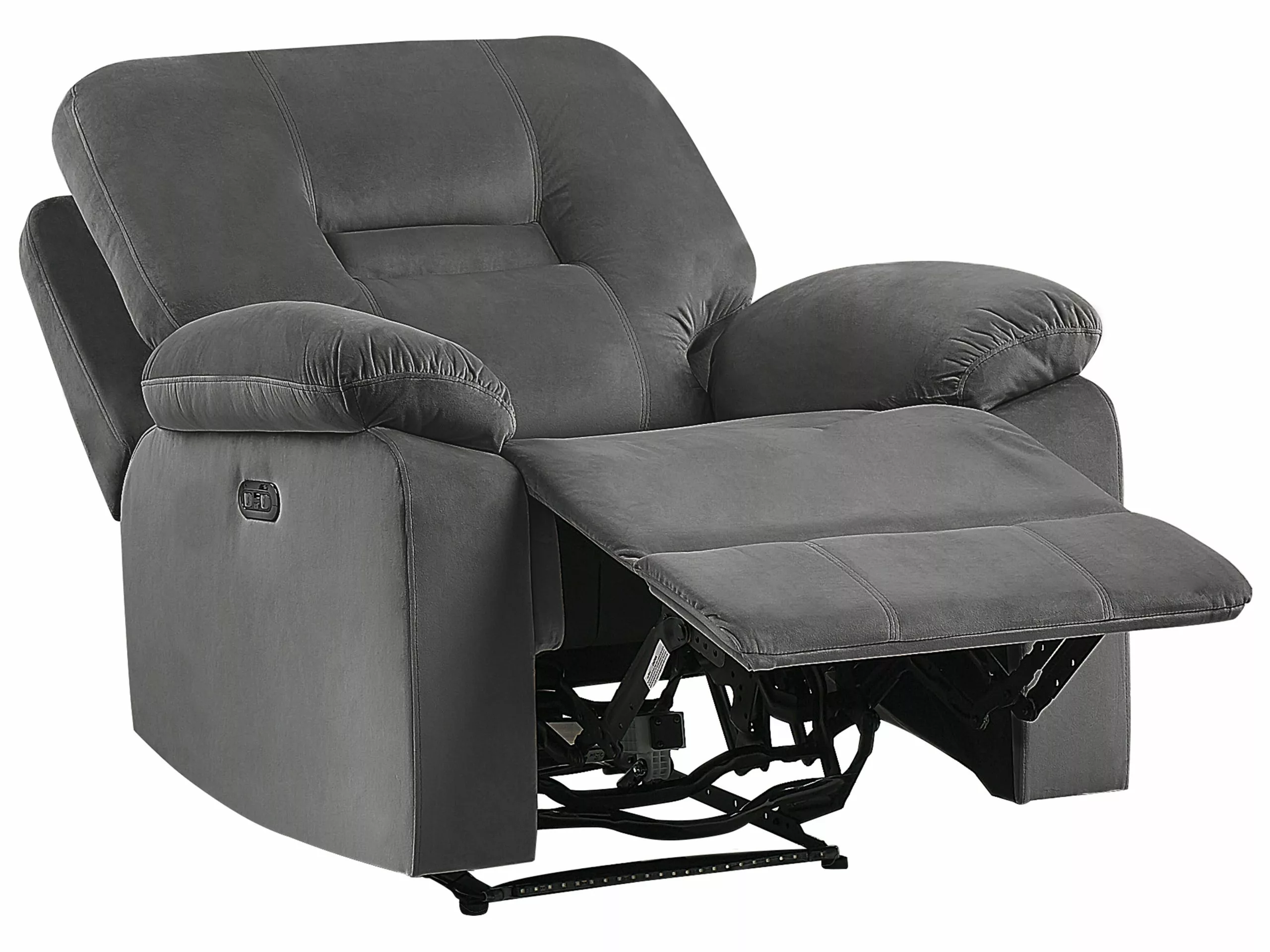 Beliani Sillón LED Reclinable De Terciopelo Gris Oscuro BERGEN 9 Beliani Sillón LED Reclinable De Terciopelo Gris Oscuro BERGEN - Imagen 7
