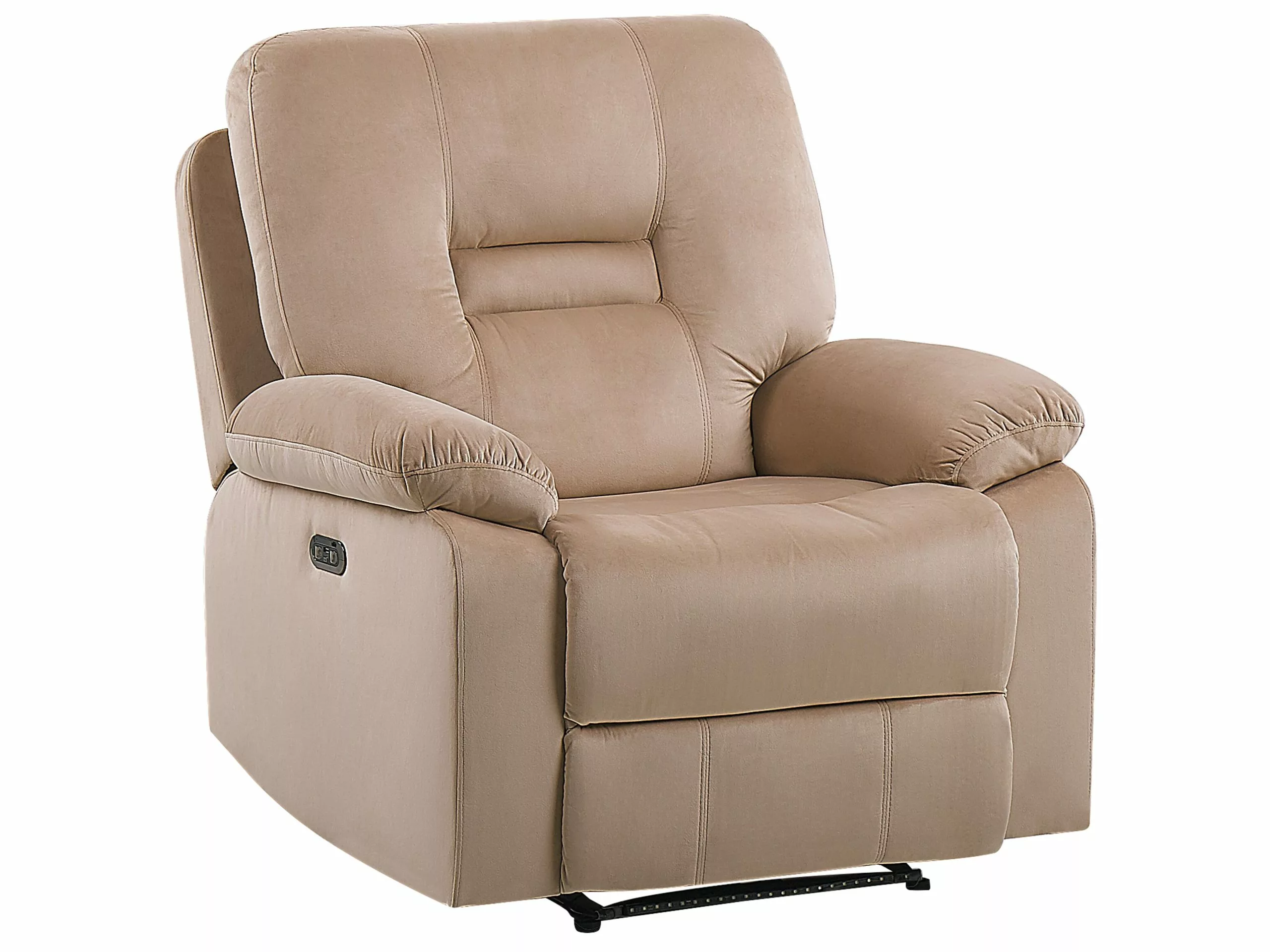 Beliani Sillón LED Reclinable De Terciopelo Beige Arena BERGEN