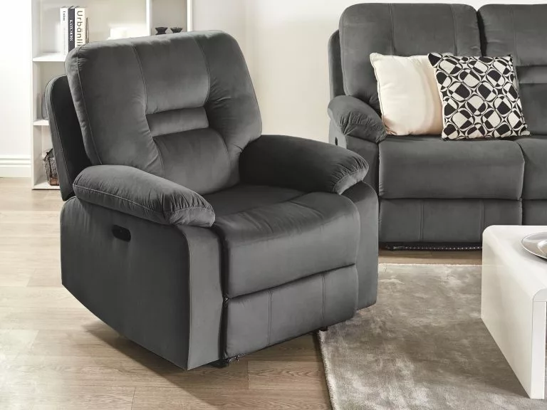 Beliani Sillón LED Reclinable De Terciopelo Gris Oscuro BERGEN 5 Beliani Sillón LED Reclinable De Terciopelo Gris Oscuro BERGEN - Imagen 3