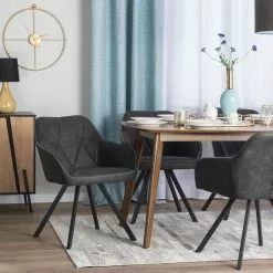 Beliani Conjunto De 2 Sillas De Comedor De Poliéster Gris Oscuro/negro MONEE -Sillas Ventas undef src sa picid 839657 type whitesh image scaled