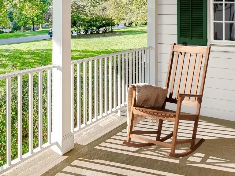 Beliani Silla Mecedora De Madera De Acacia Clara BOJANO - Imagen 2