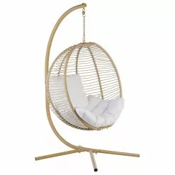 Beliani Silla Colgante Con Soporte Beige/blanco ARCO