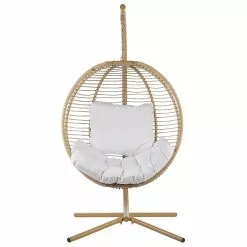 Beliani Silla Colgante Con Soporte Beige/blanco ARCO -Sillas Ventas undef src sa picid 844246 type whitesh image scaled
