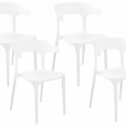 Beliani Conjunto De 4 Sillas Blancas GUBBIO