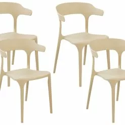 Beliani Conjunto De 4 Sillas Beige Arena GUBBIO
