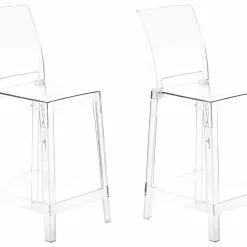 Beliani Conjunto De 2 Sillas De Bar Transparentes WELLINGTON