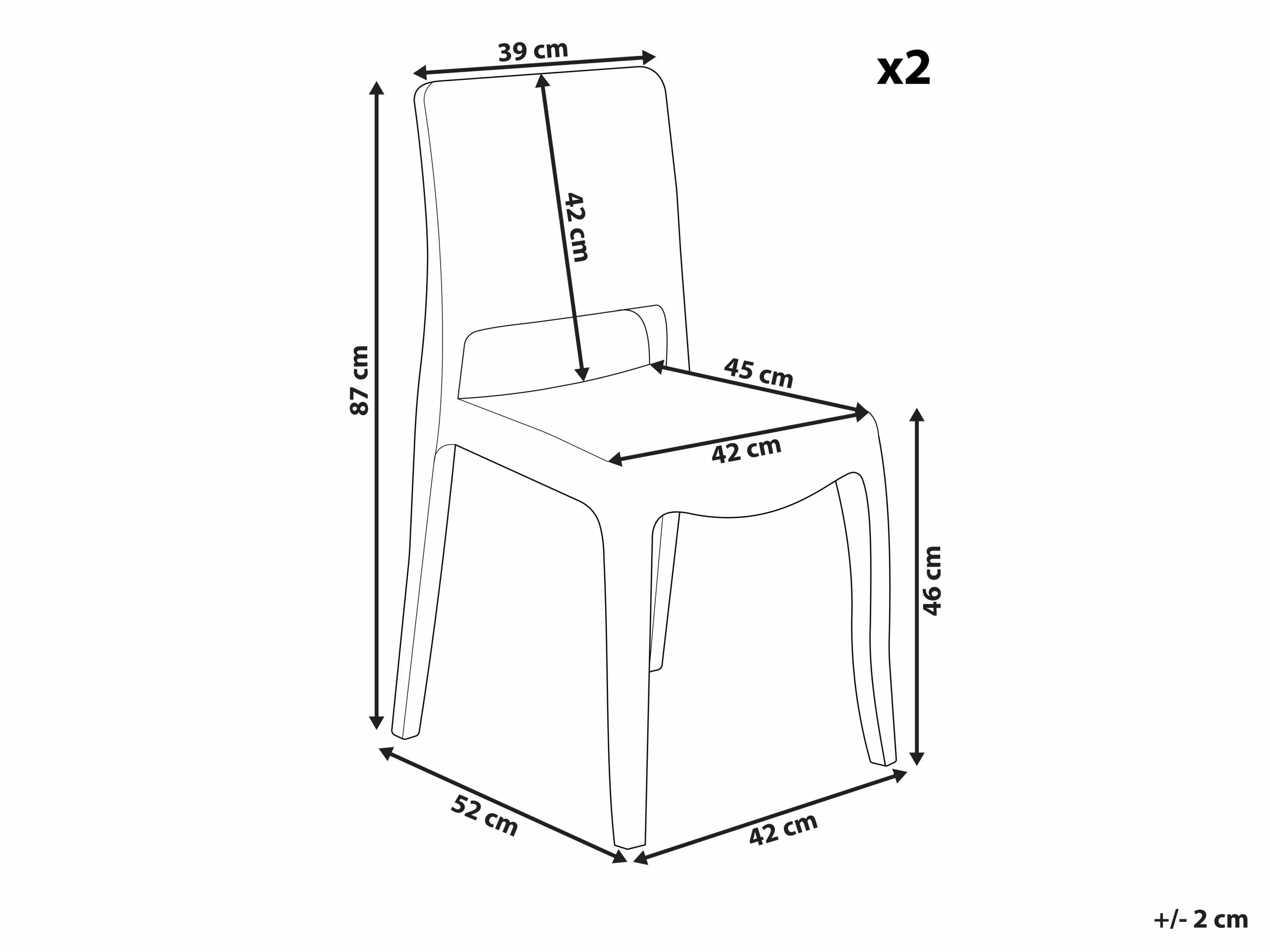 Beliani Conjunto De 2 Sillas Transparentes WESTBRIDGE - Imagen 8