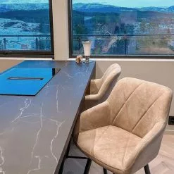 Beliani Conjunto De 2 Sillas De Bar De Poliéster Beige/negro DARIEN -Sillas Ventas undef src sa picid 846861 type whitesh image