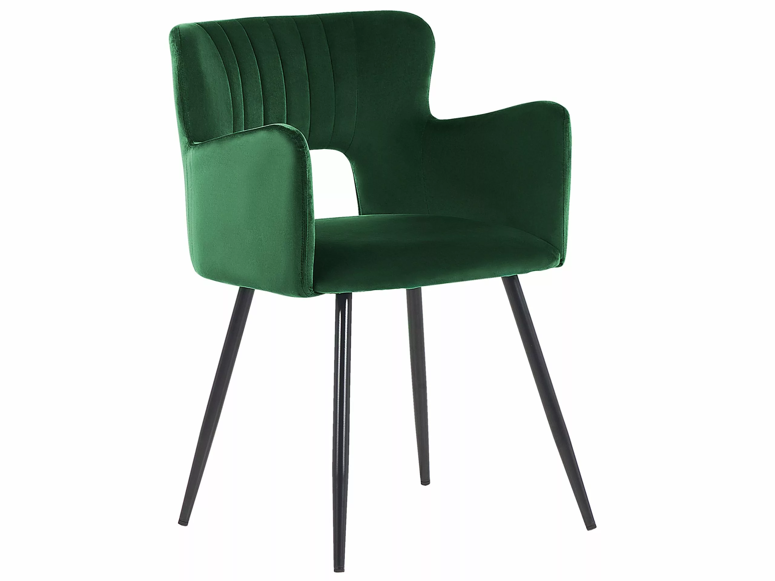 Beliani Conjunto De 2 Sillas De Comedor De Terciopelo Verde Esmeralda/negro SANILAC - Imagen 4