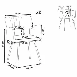 Beliani Conjunto De 2 Sillas De Comedor De Terciopelo Verde Esmeralda/negro SANILAC -Sillas Ventas undef src sa picid 847166 type whitesh image scaled
