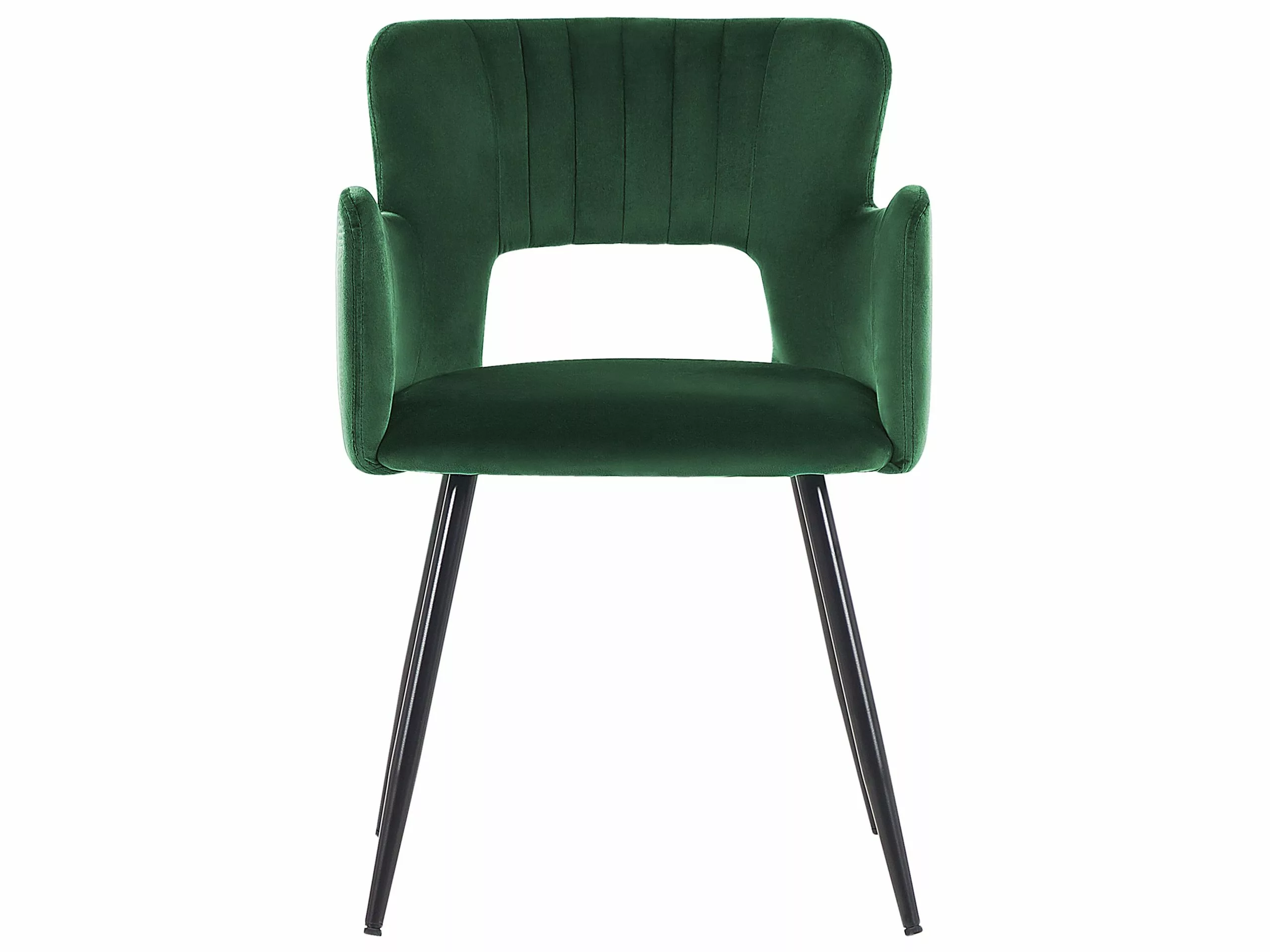 Beliani Conjunto De 2 Sillas De Comedor De Terciopelo Verde Esmeralda/negro SANILAC - Imagen 3