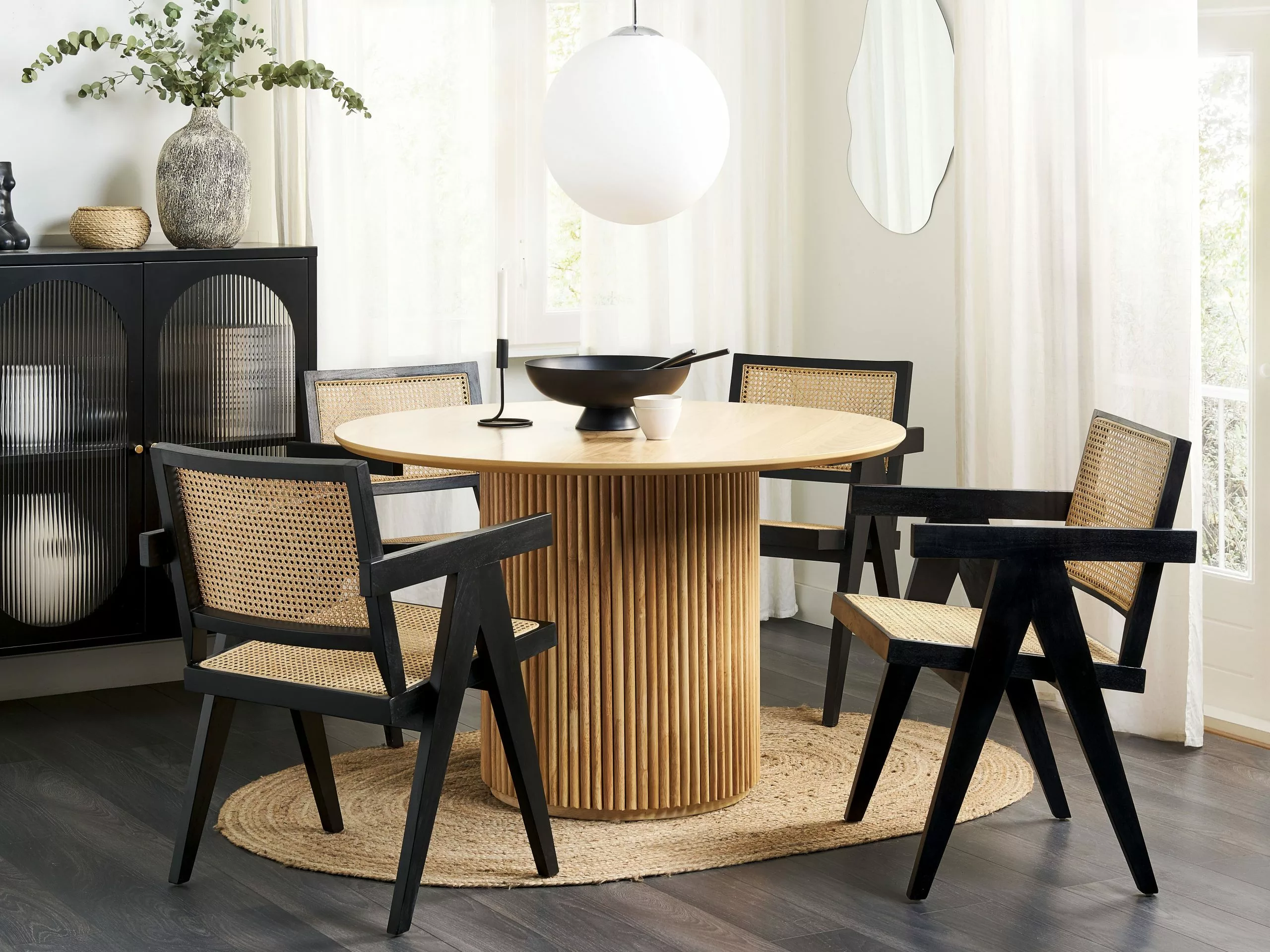 Beliani Silla De Comedor De Caoba Negro/natural/madera Clara WESTBROOK - Imagen 2