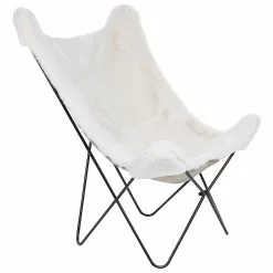 Beliani Sillón De Piel Ecológica Blanco/negro NYBRO