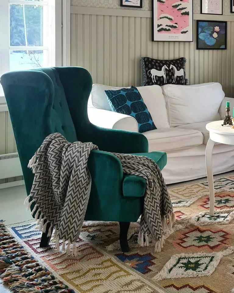 Beliani Sillón De Terciopelo Verde Oscuro/negro ALTA - Imagen 3