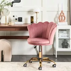 Beliani Silla De Oficina De Terciopelo Rosa/dorado/negro MONTICELLO II -Sillas Ventas undef src sa picid 851719 type color image scaled