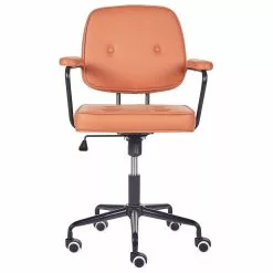 Beliani Silla De Oficina De Piel Sintética Naranja/negro PAWNEE -Sillas Ventas undef src sa picid 851770 type whitesh image scaled