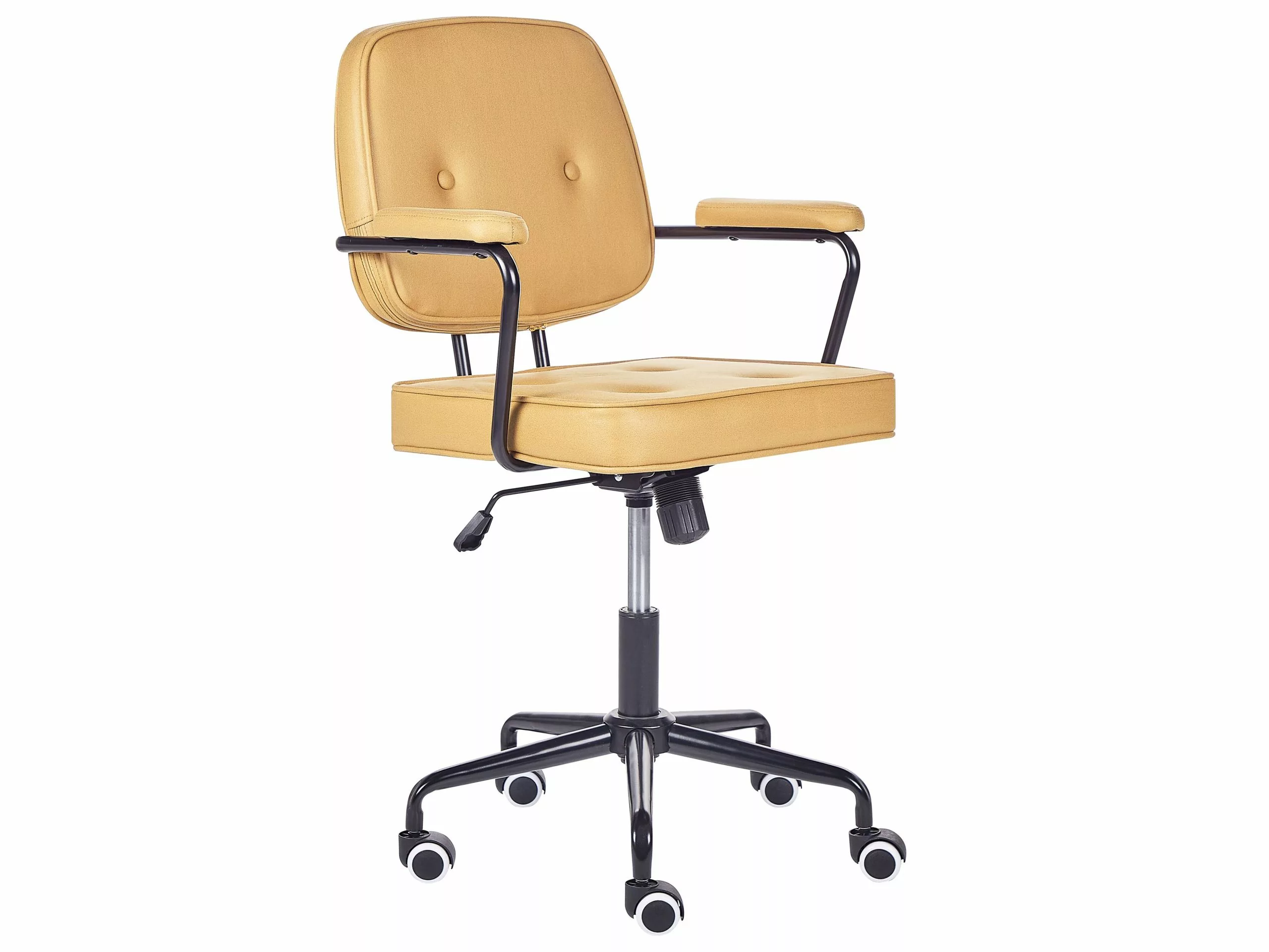 Beliani Silla De Oficina De Piel Sintética Amarillo/negro PAWNEE 7 Beliani Silla De Oficina De Piel Sintética Amarillo/negro PAWNEE - Imagen 5